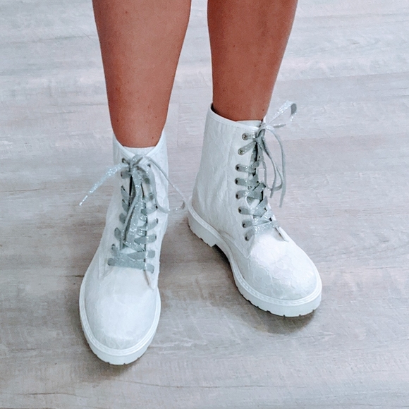white lace wedding booties